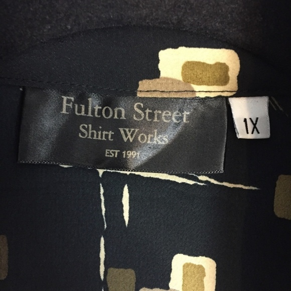 Fulton Street Shirt Mens 1X Banded Popover Abstract Print Quarter Button Front - Picture 8 of 10